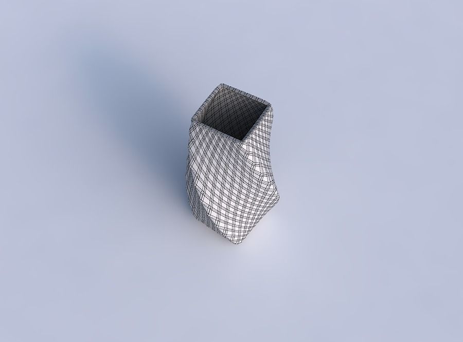 Vase twisted quadratic with diagonal grid plates 3D print model_6