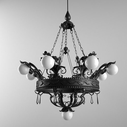 Chandelier Effe Bi Ferro Battuto Artistico  Lighting L-616 3D model
