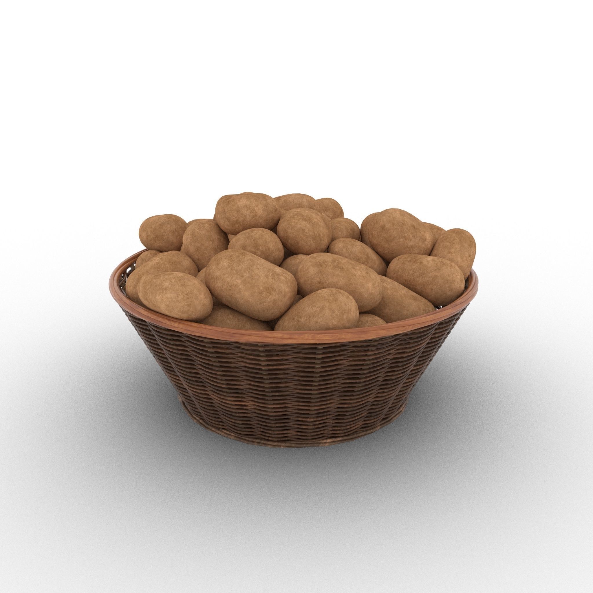 Basket and Potatoes Low-poly 3D model_19