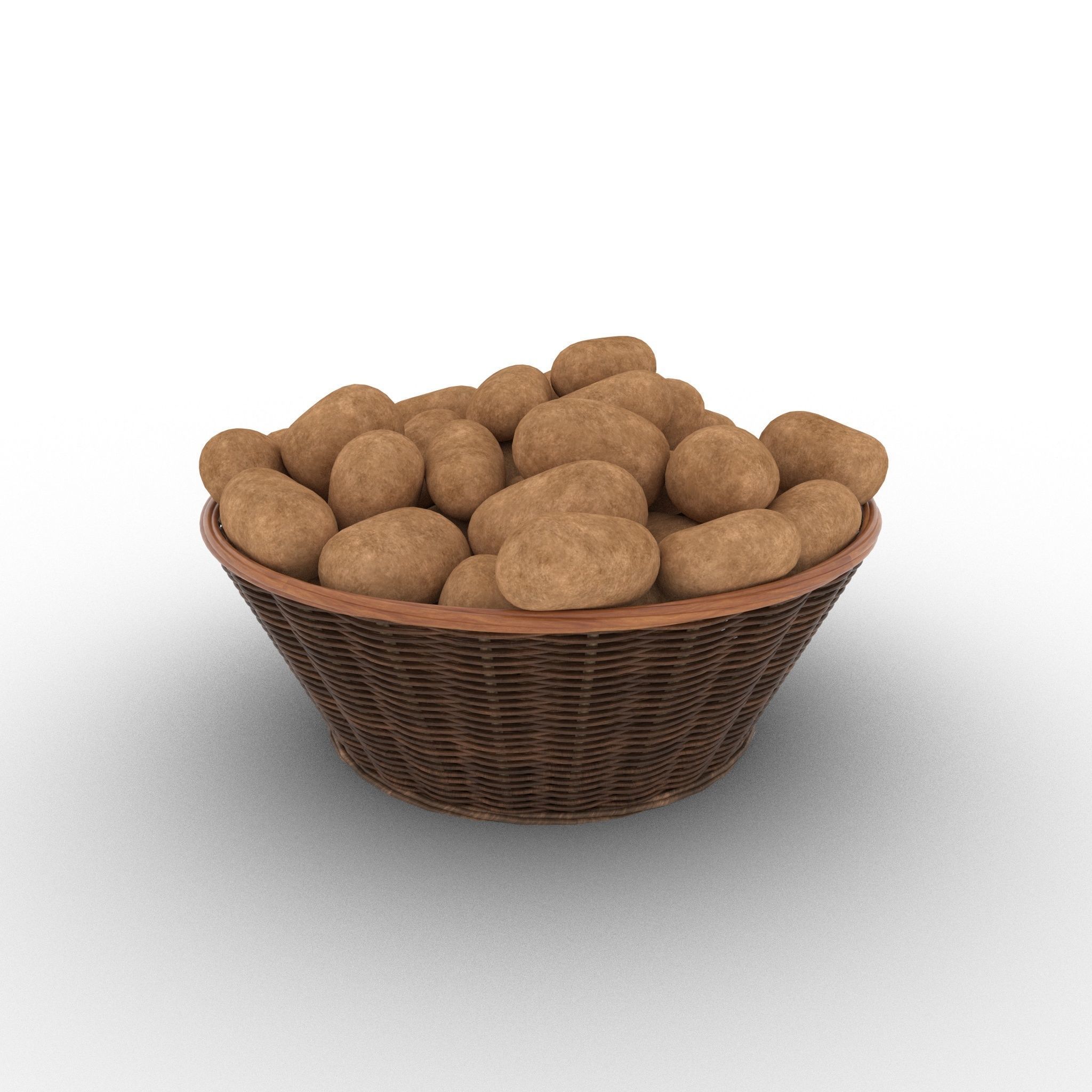 Basket and Potatoes Low-poly 3D model_10