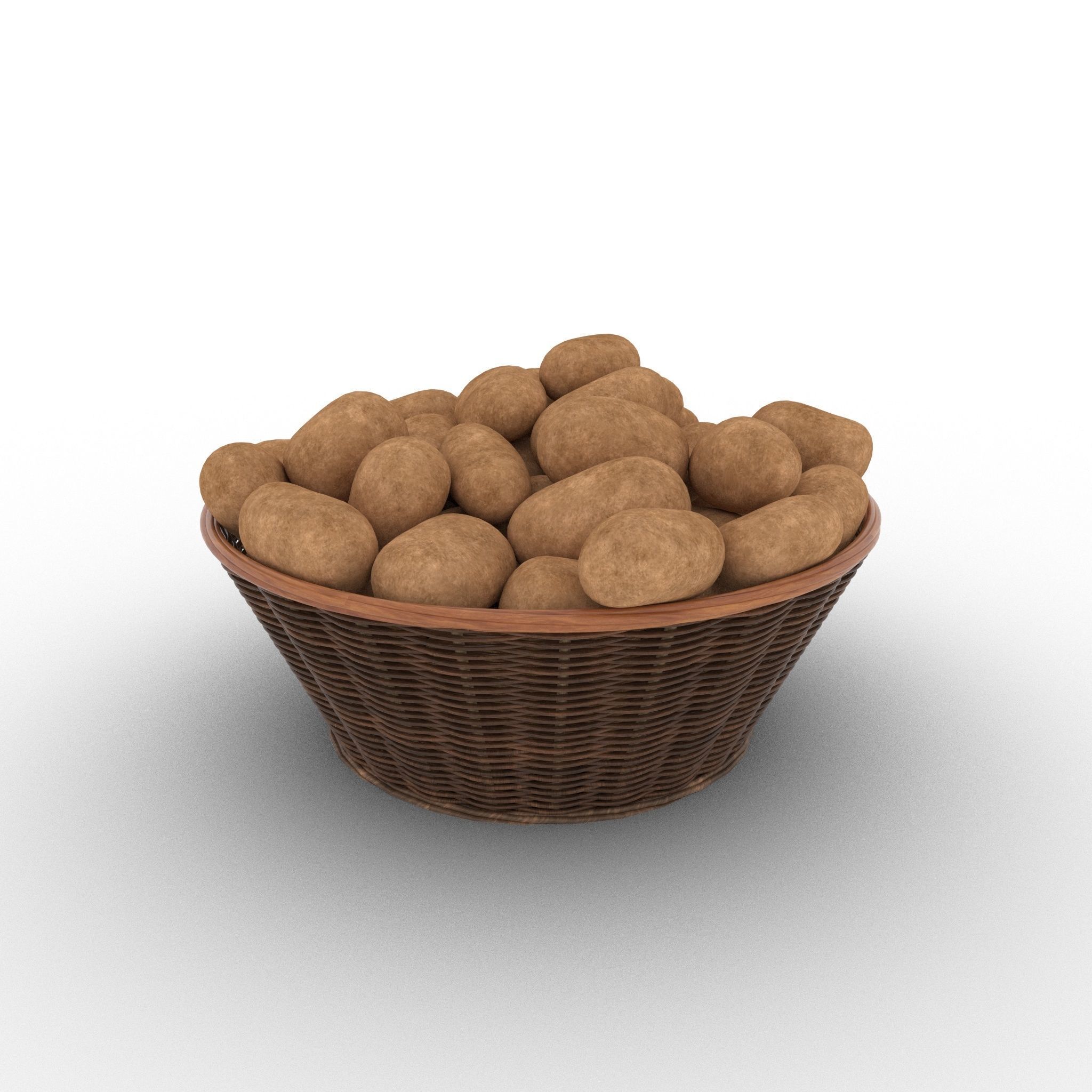 Basket and Potatoes Low-poly 3D model_11