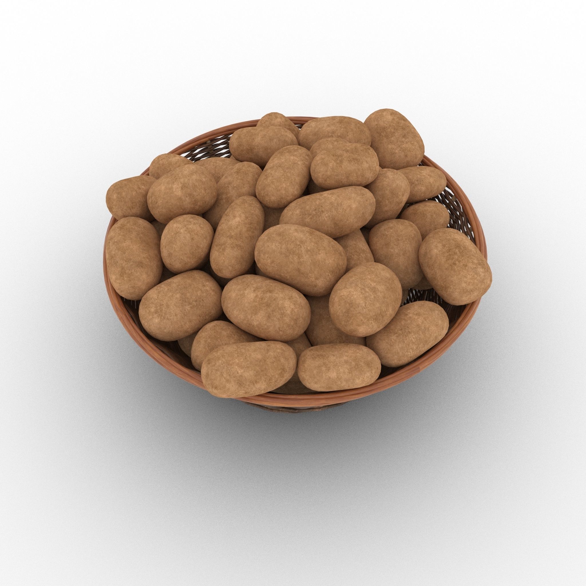 Basket and Potatoes Low-poly 3D model_1