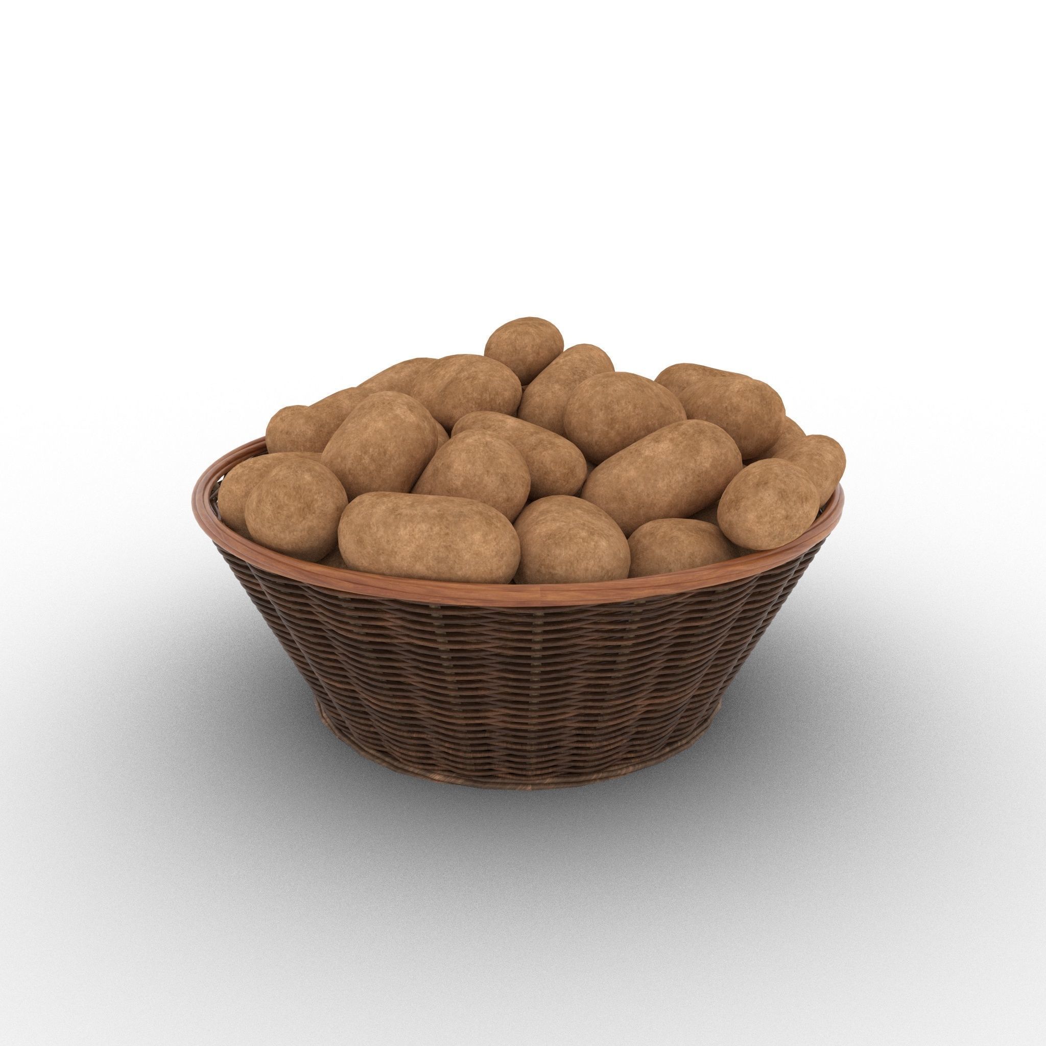 Basket and Potatoes Low-poly 3D model_13