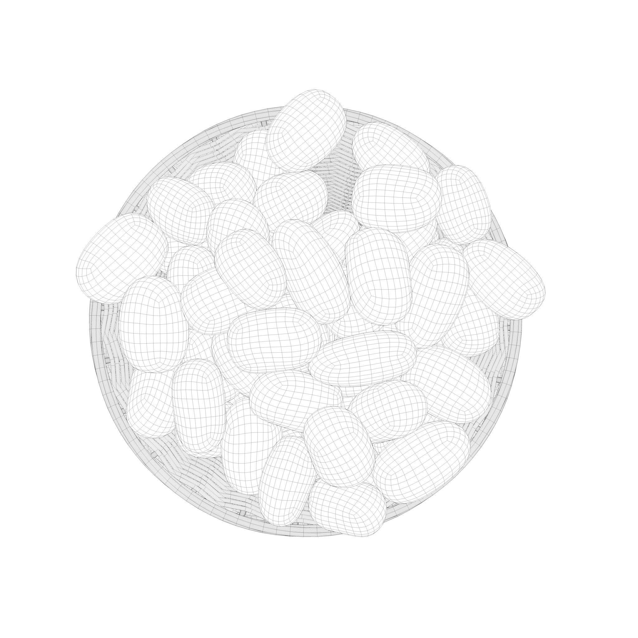 Basket and Potatoes Low-poly 3D model_7