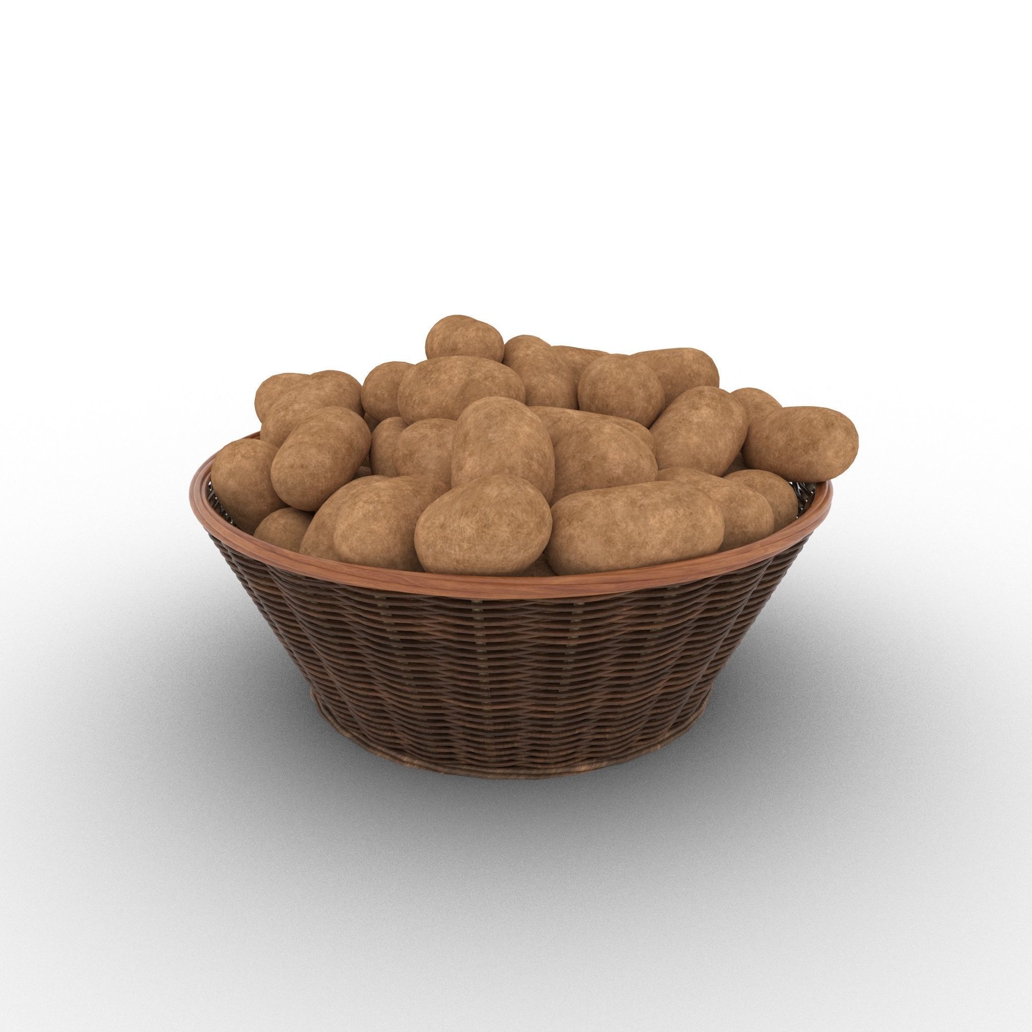 Basket and Potatoes Low-poly 3D model_15