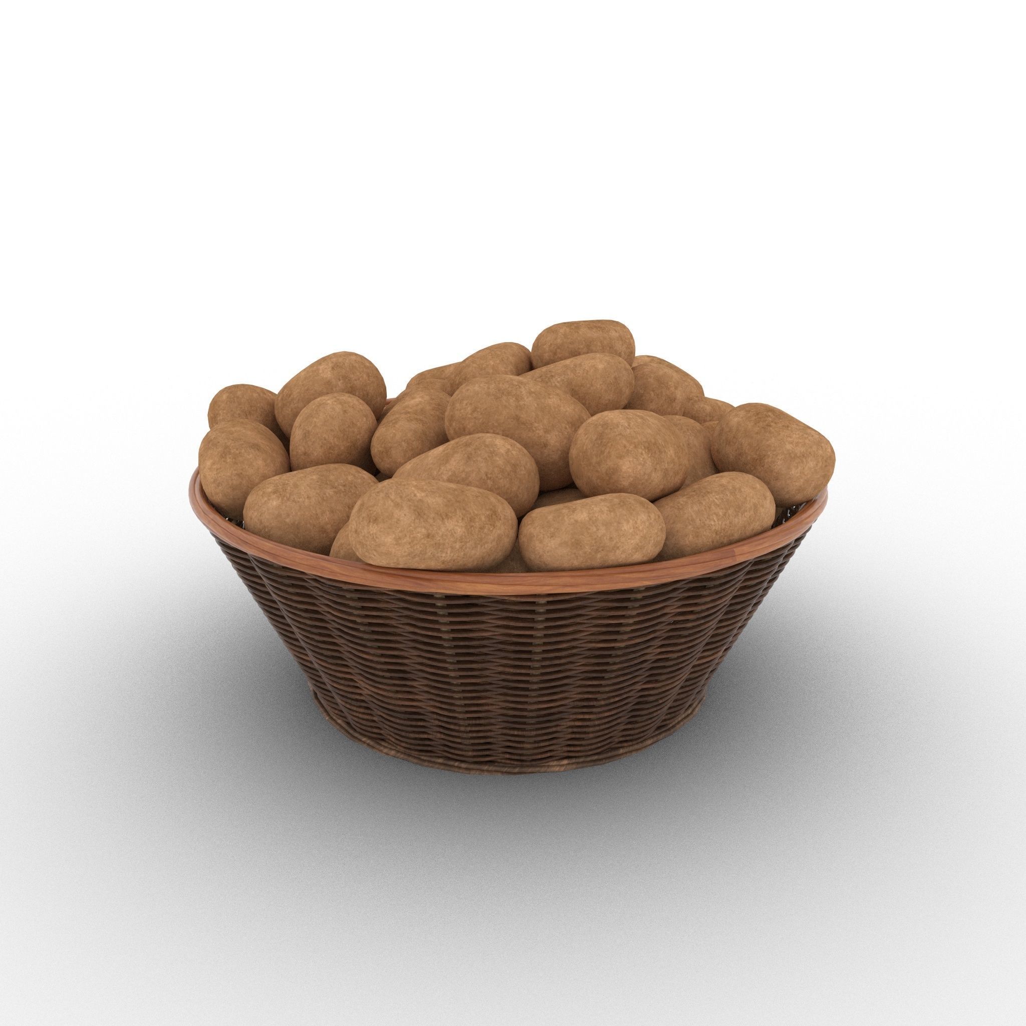 Basket and Potatoes Low-poly 3D model_30