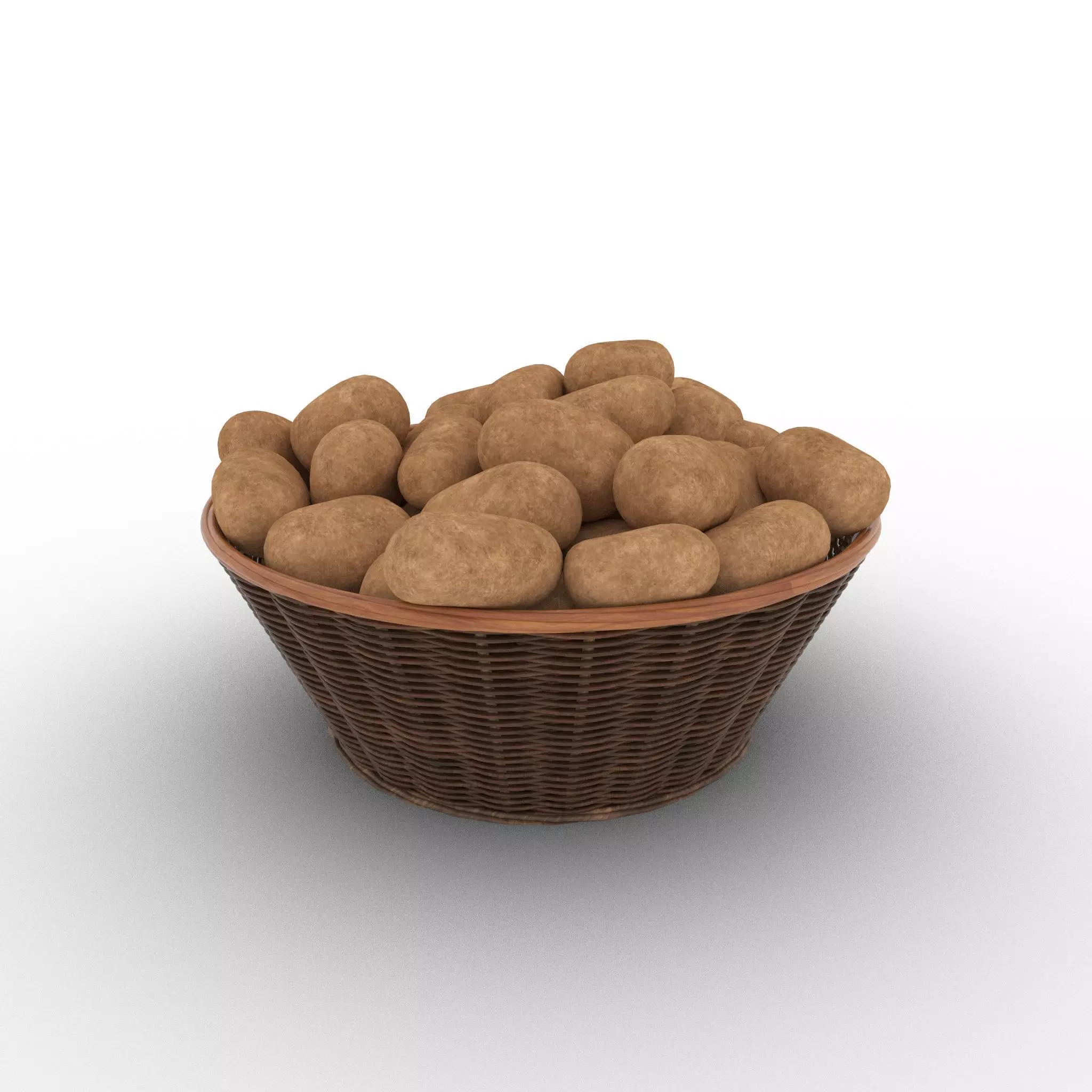 Basket and Potatoes Low-poly 3D model_0