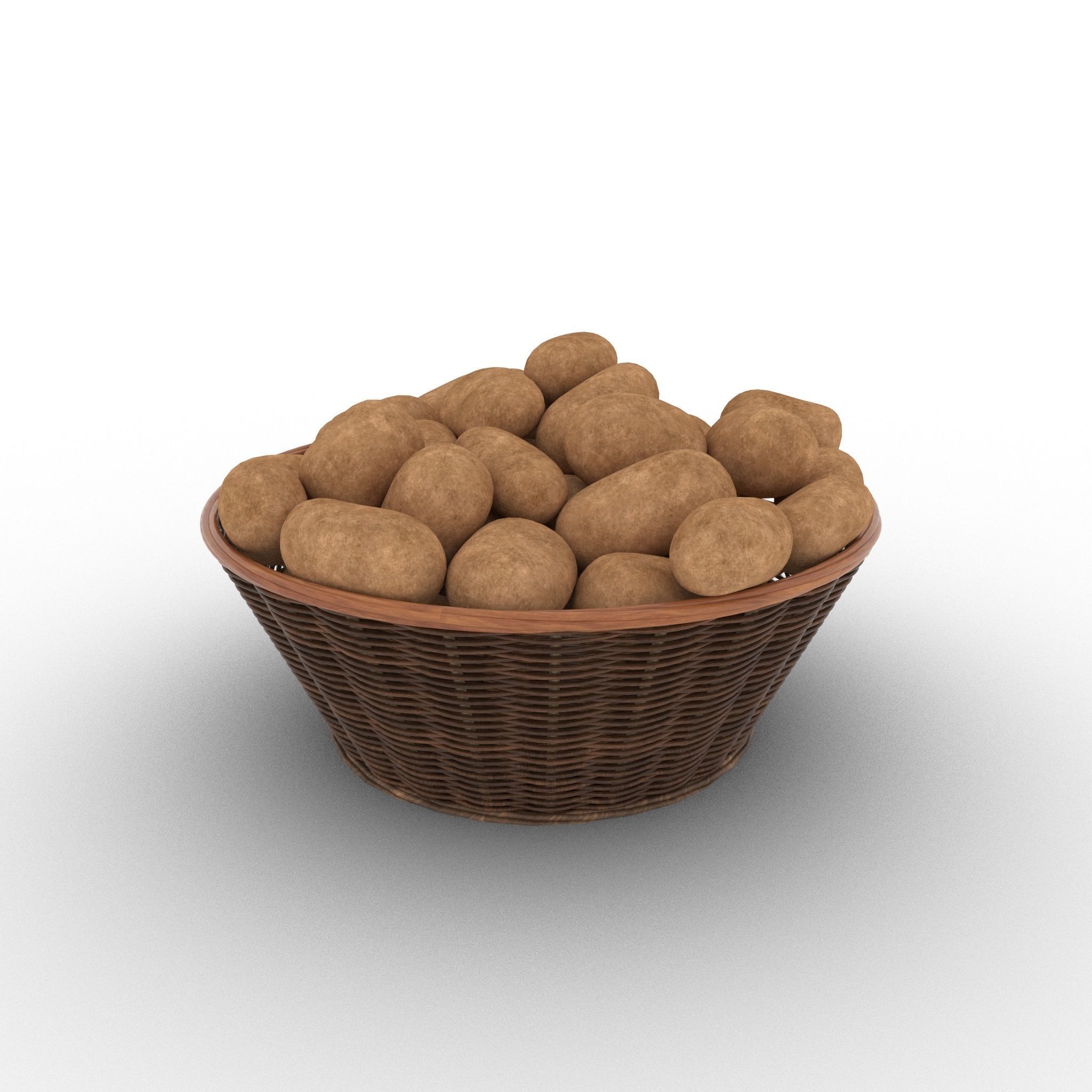 Basket and Potatoes Low-poly 3D model_12