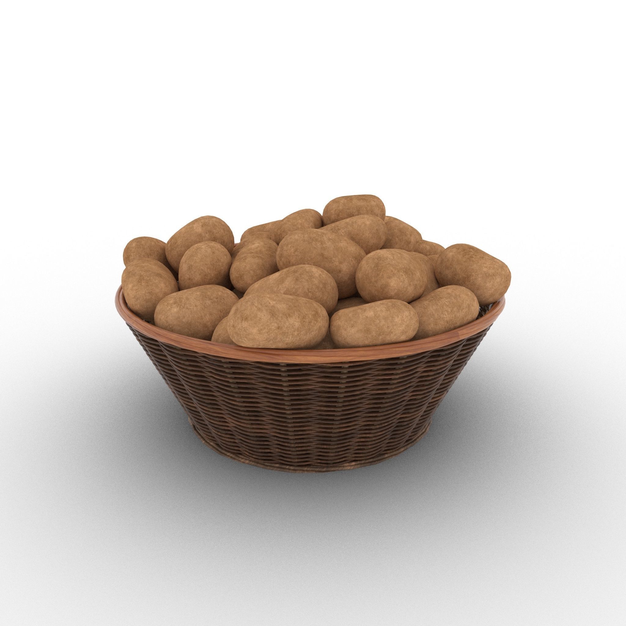 Basket and Potatoes Low-poly 3D model_8