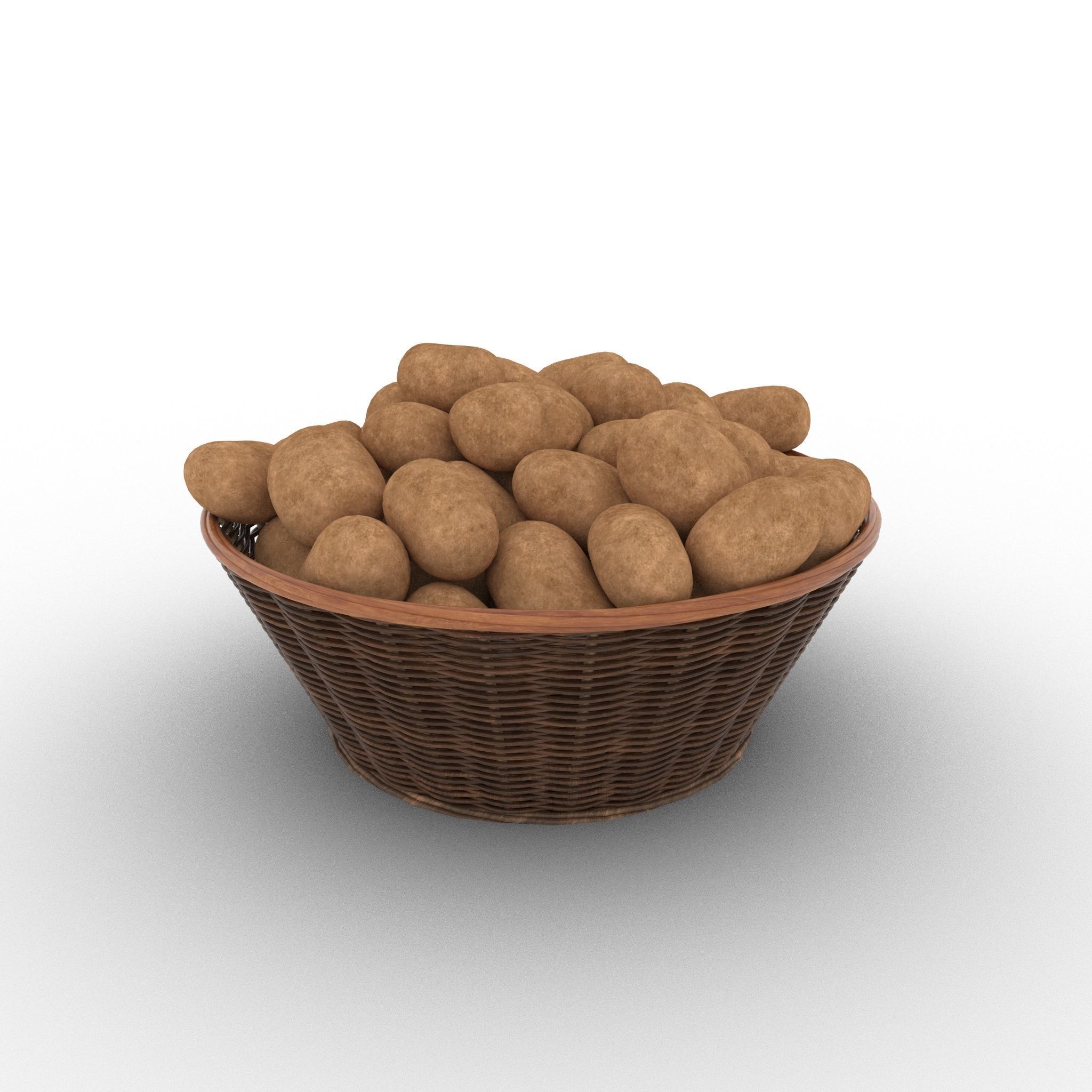 Basket and Potatoes Low-poly 3D model_17