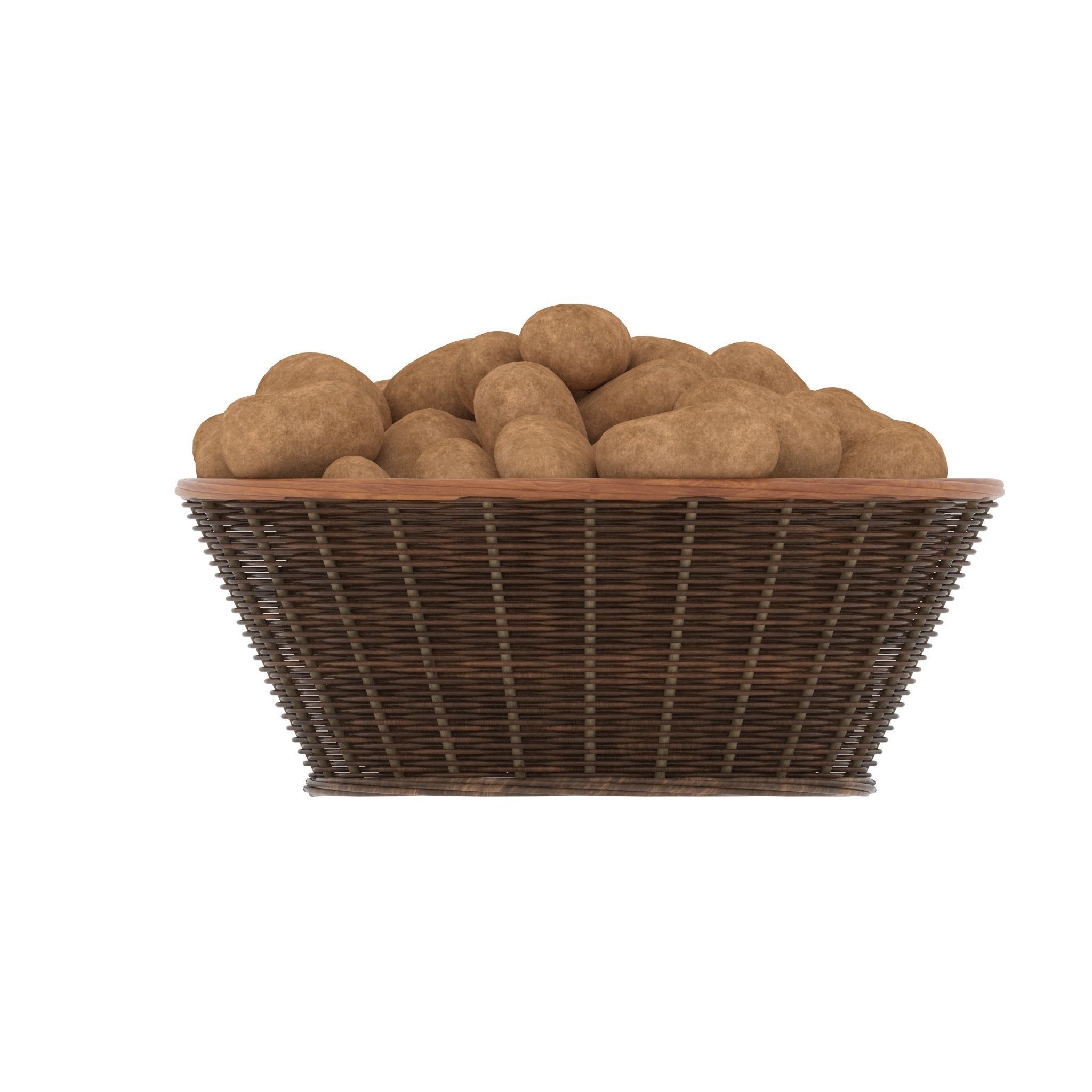 Basket and Potatoes Low-poly 3D model_2