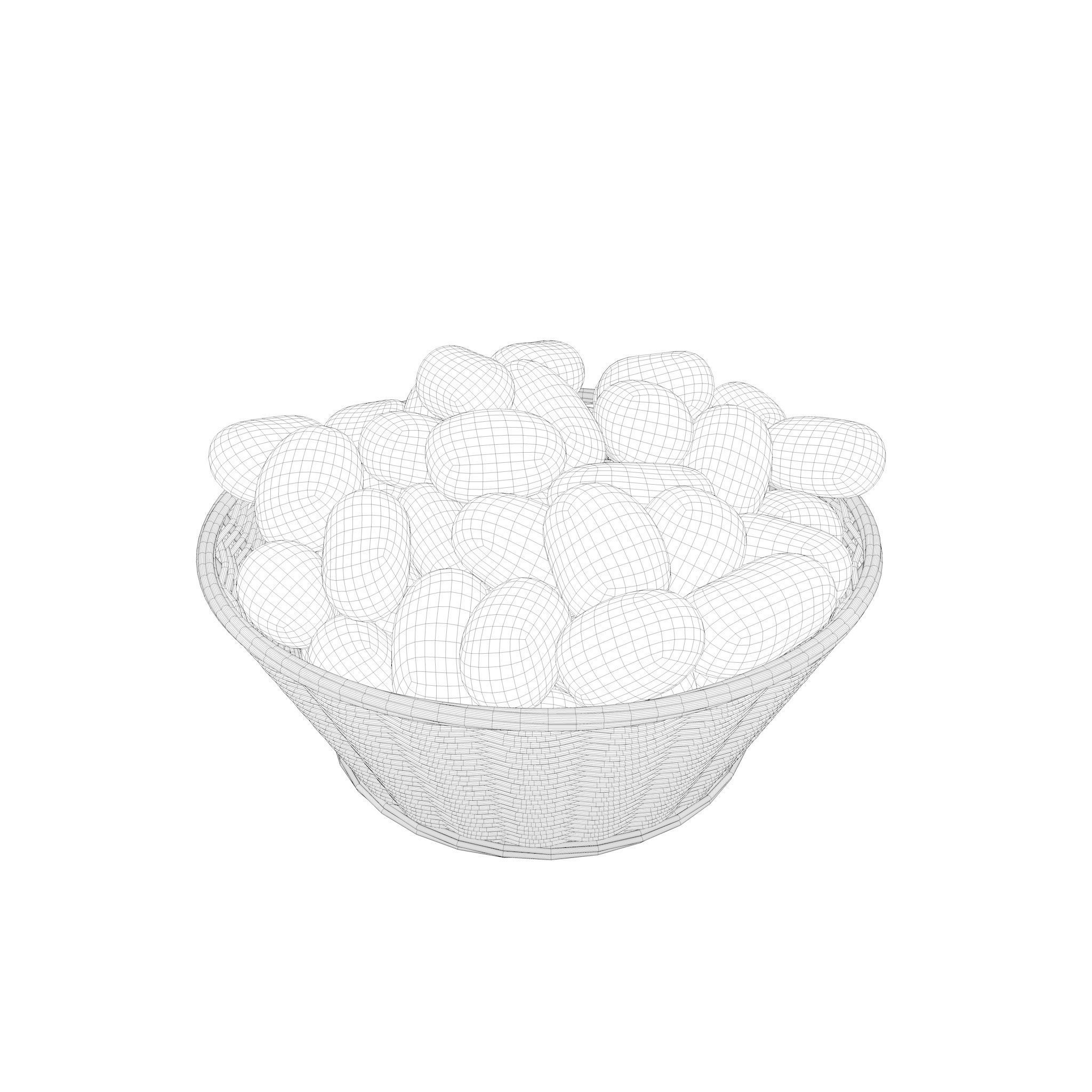 Basket and Potatoes Low-poly 3D model_6