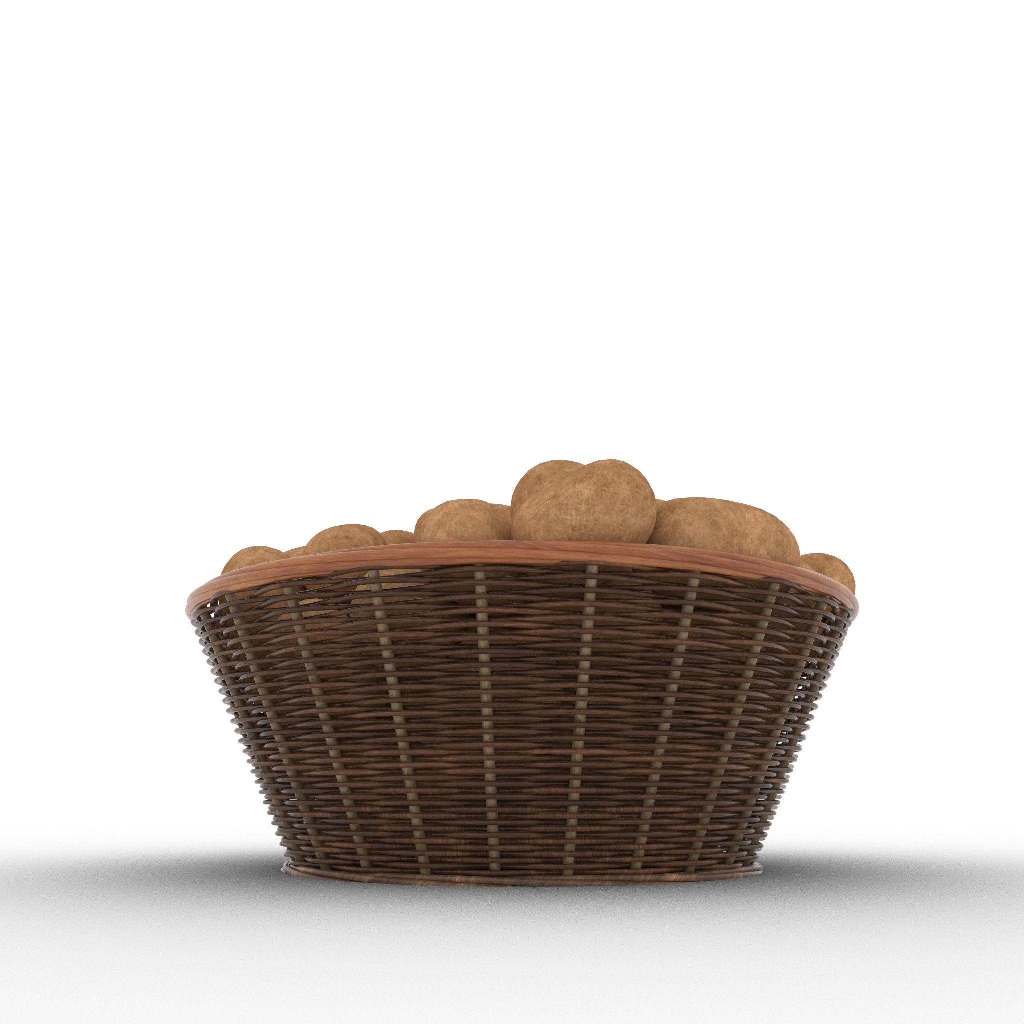 Basket and Potatoes Low-poly 3D model_4