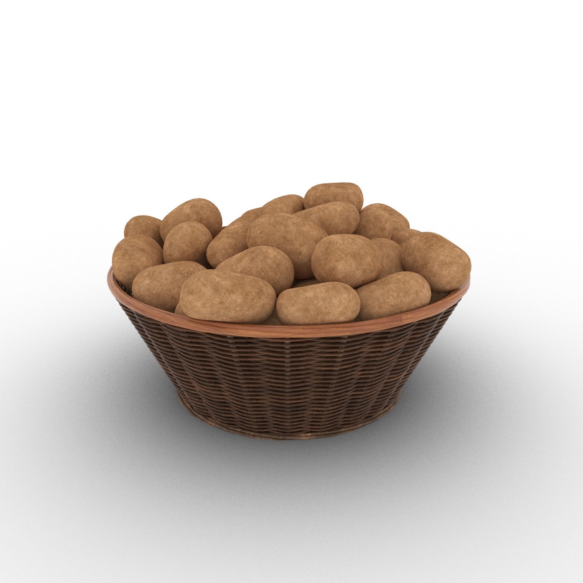 Basket and Potatoes Low-poly 3D model_29
