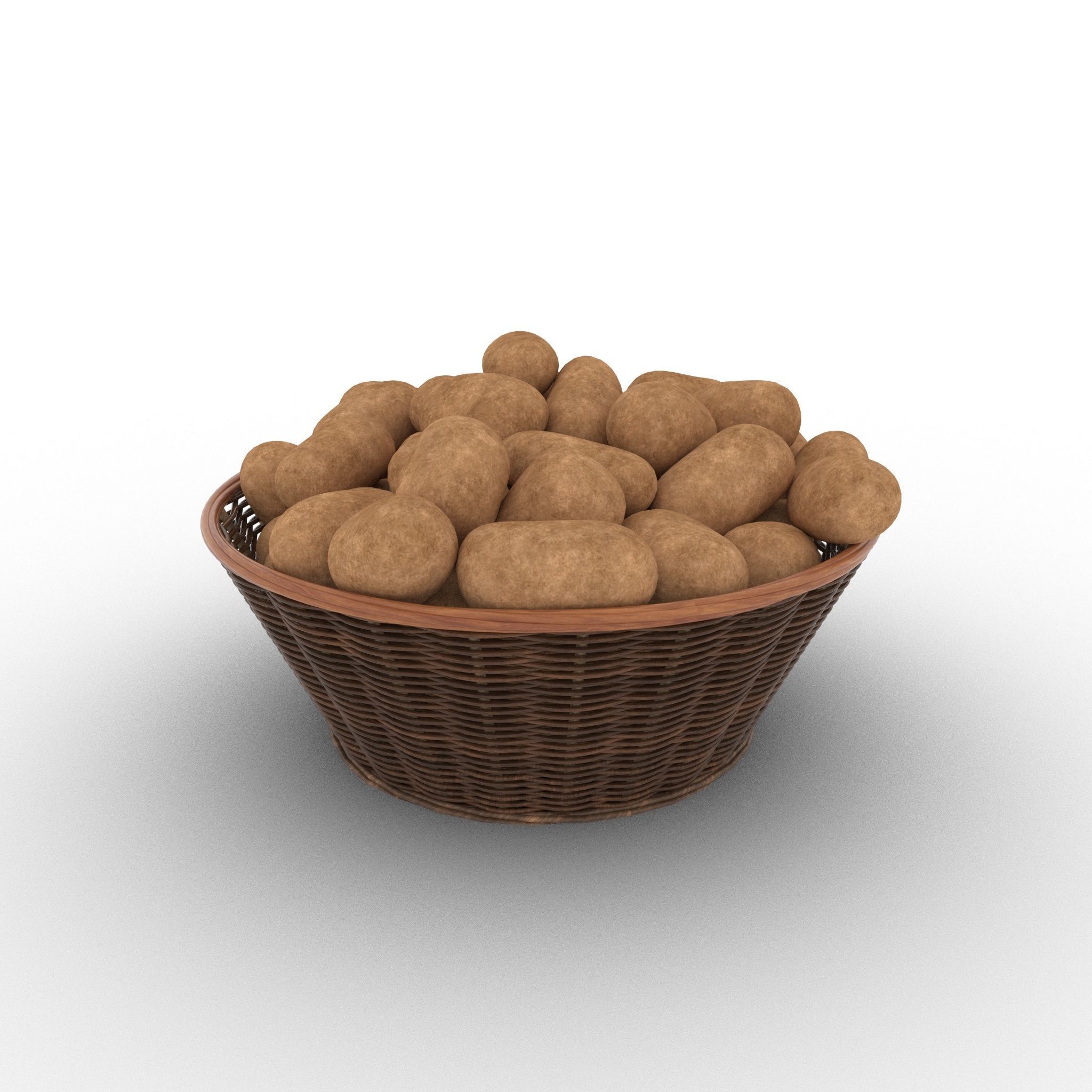 Basket and Potatoes Low-poly 3D model_14