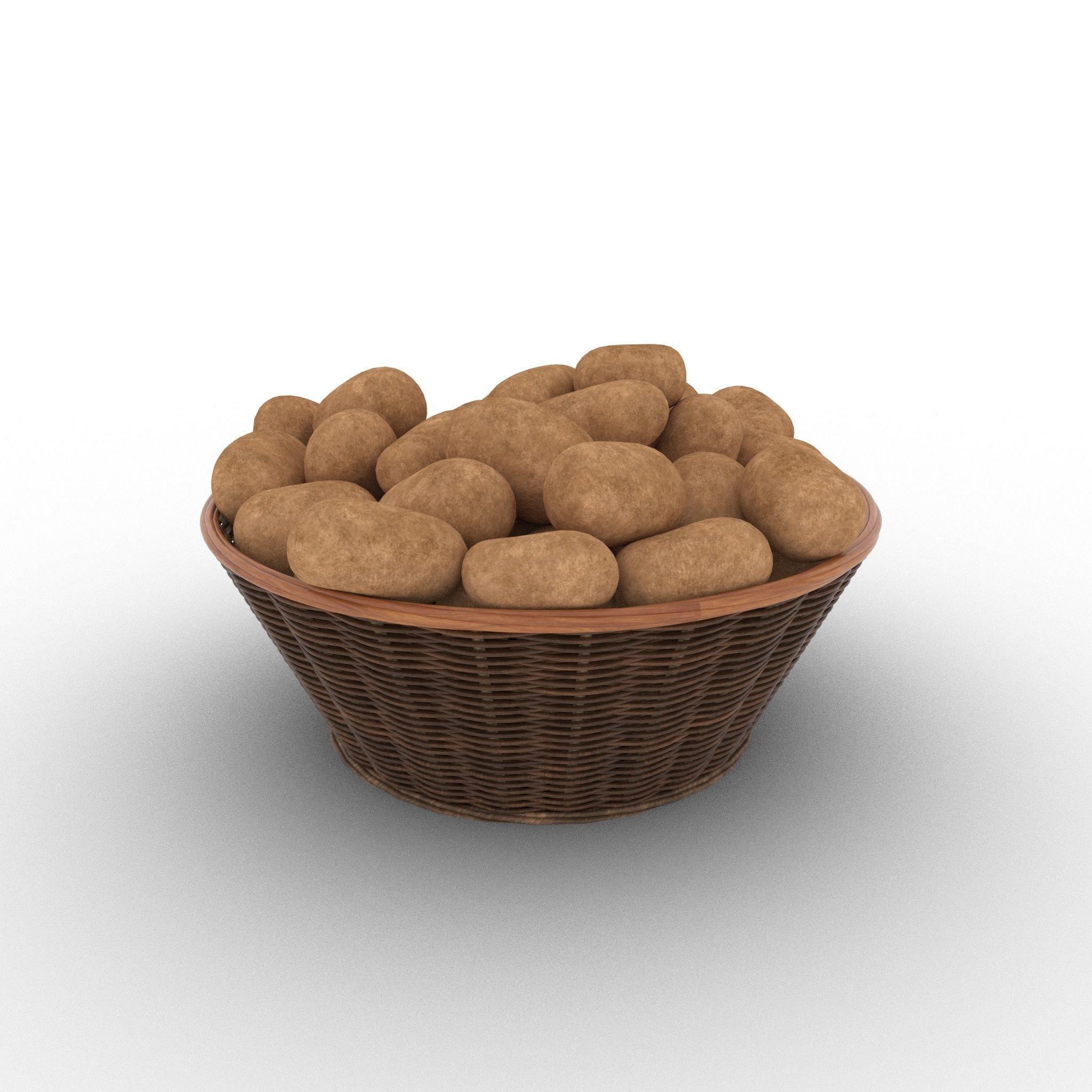 Basket and Potatoes Low-poly 3D model_28