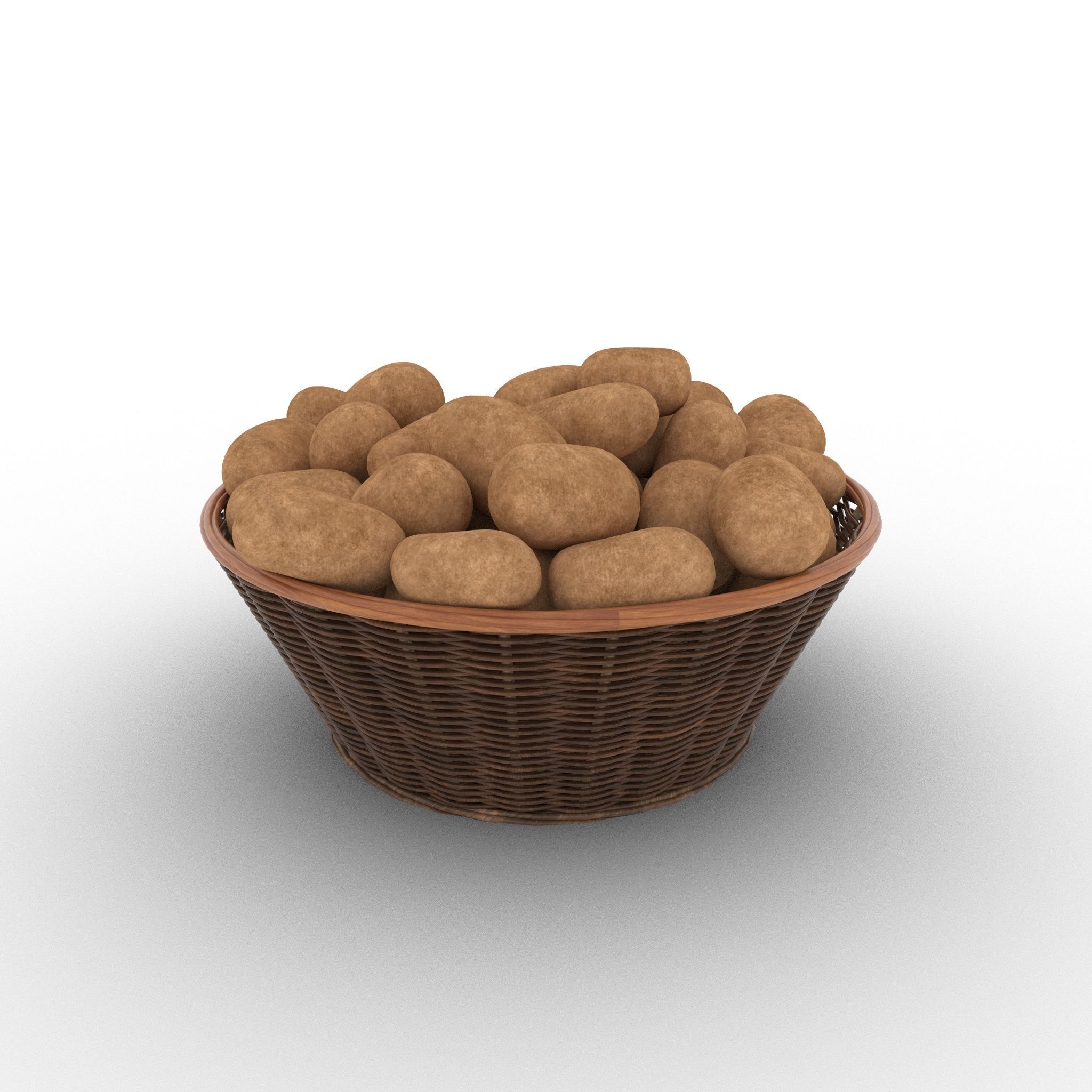 Basket and Potatoes Low-poly 3D model_27