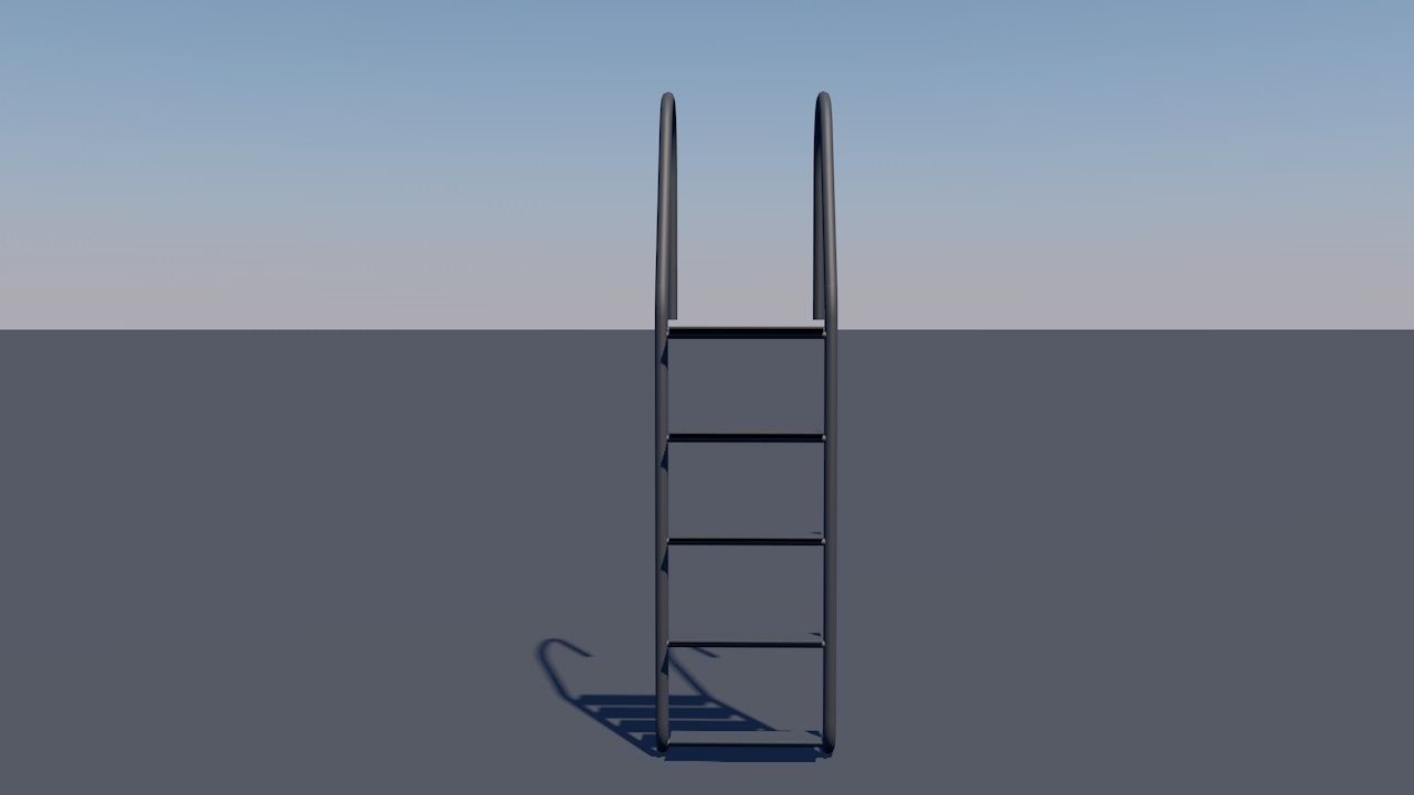 Pool Ladder Low-poly 3D model_5