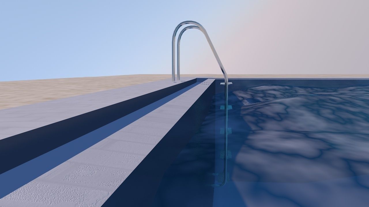 Pool Ladder Low-poly 3D model_16