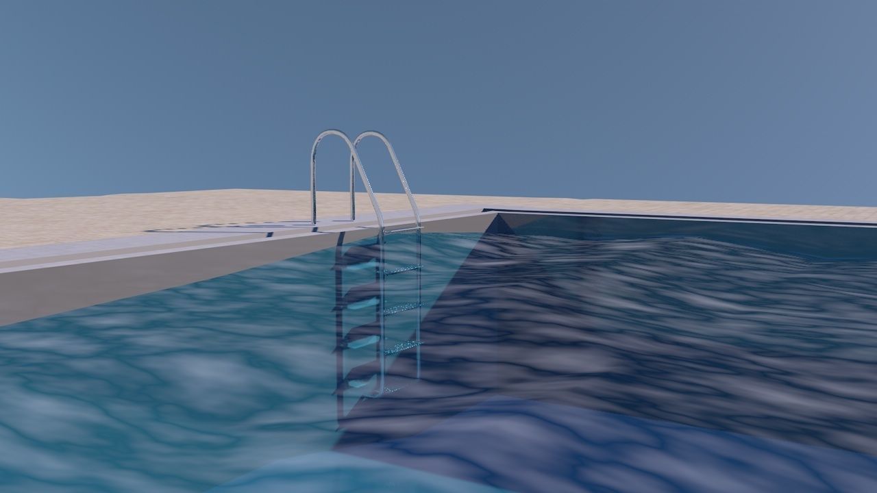 Pool Ladder Low-poly 3D model_14
