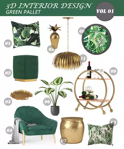 10 3D FURNITURE OBJECTS FROM INTERIOR DESIGN INSPIRATION BOARD