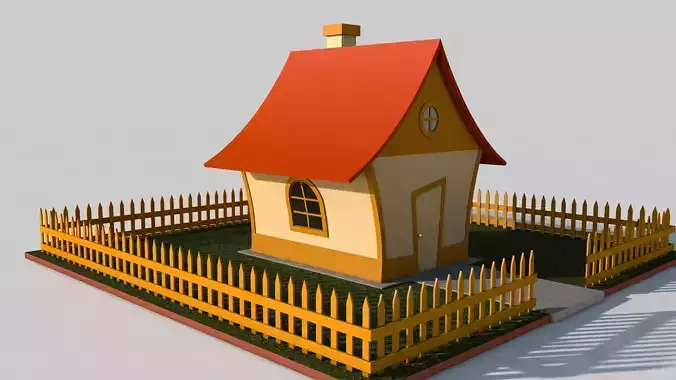Cartoon House Low-poly 3D model