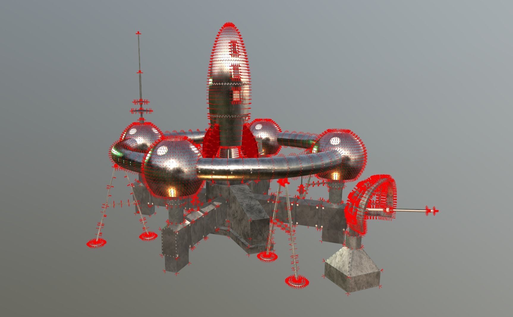 Retro Sci-Fi Moonbase Low-poly 3D model_12