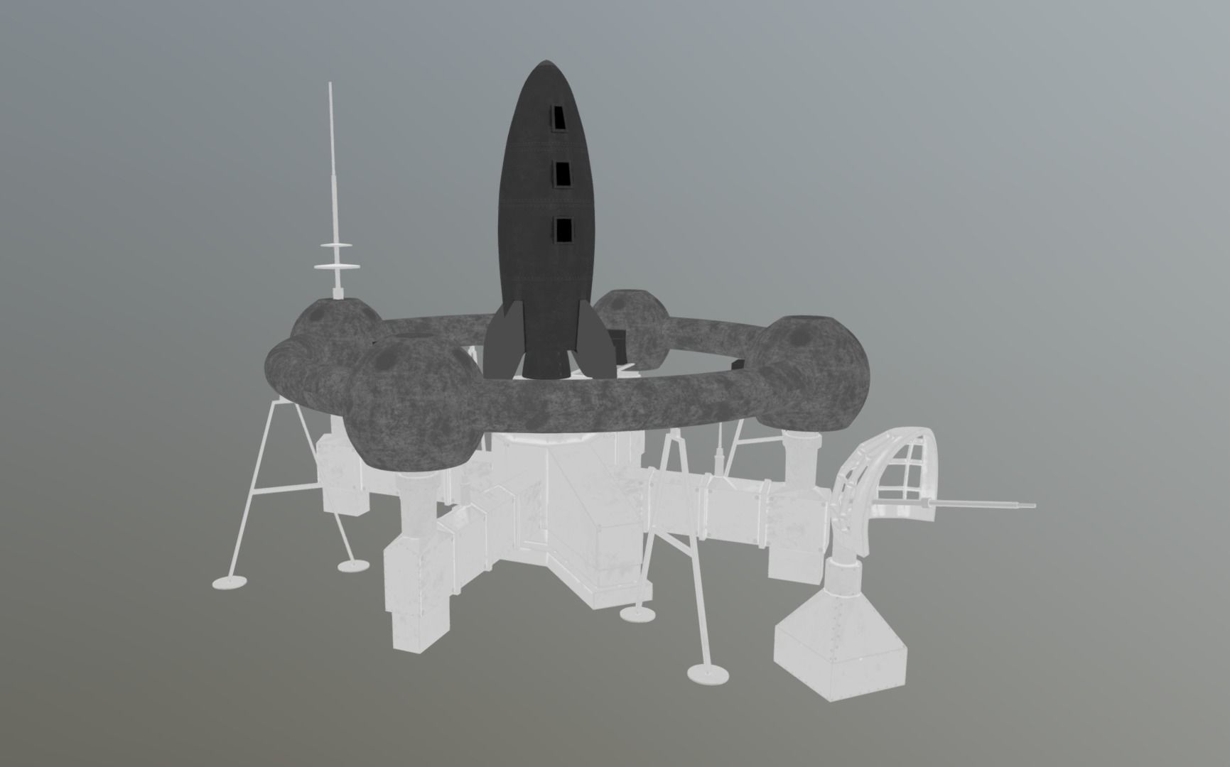 Retro Sci-Fi Moonbase Low-poly 3D model_14