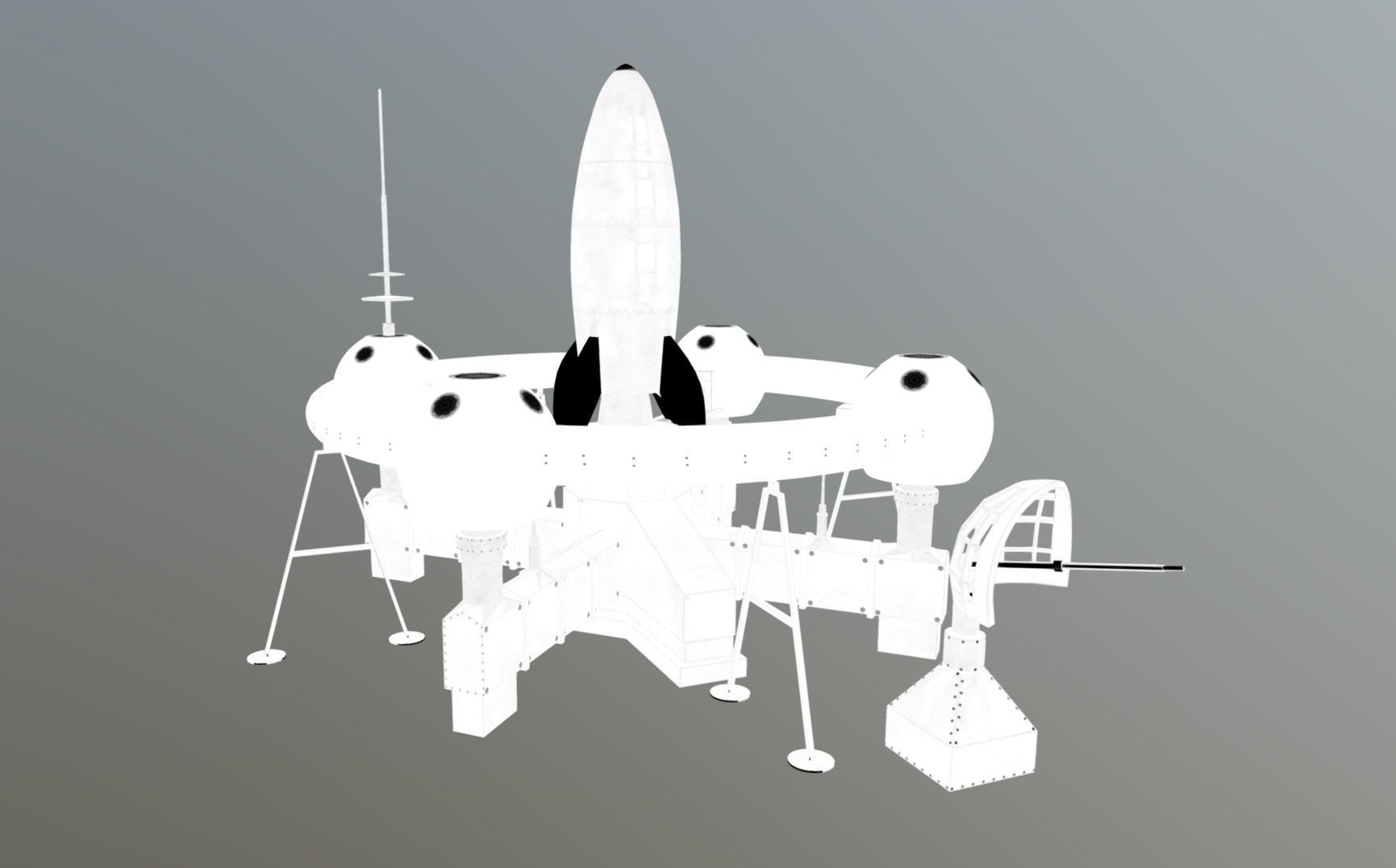 Retro Sci-Fi Moonbase Low-poly 3D model_15