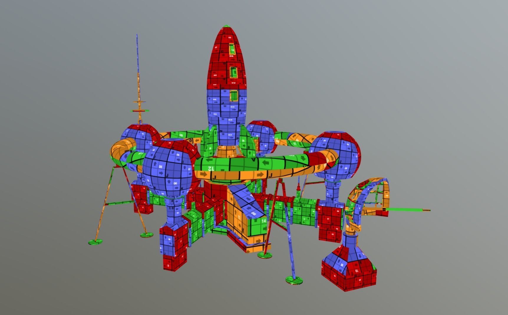 Retro Sci-Fi Moonbase Low-poly 3D model_11