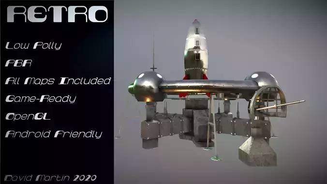 Retro Sci-Fi Moonbase Low-poly 3D model