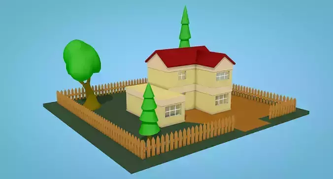 Low Poly Cartoon House 