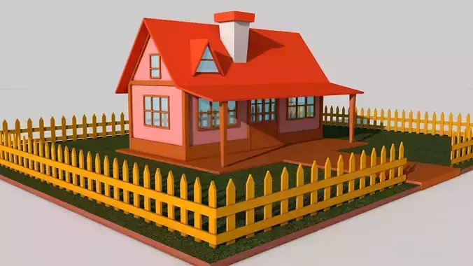 Cartoon House Low-poly 3D model