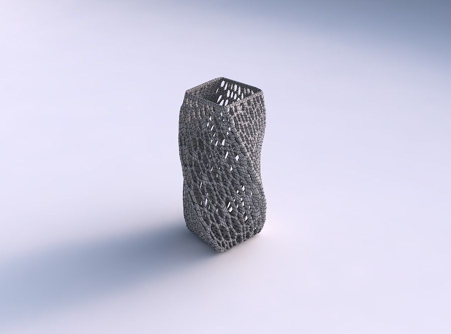 Vase twisted quadratic with organic lattice and twisted thick... 3D print model_5