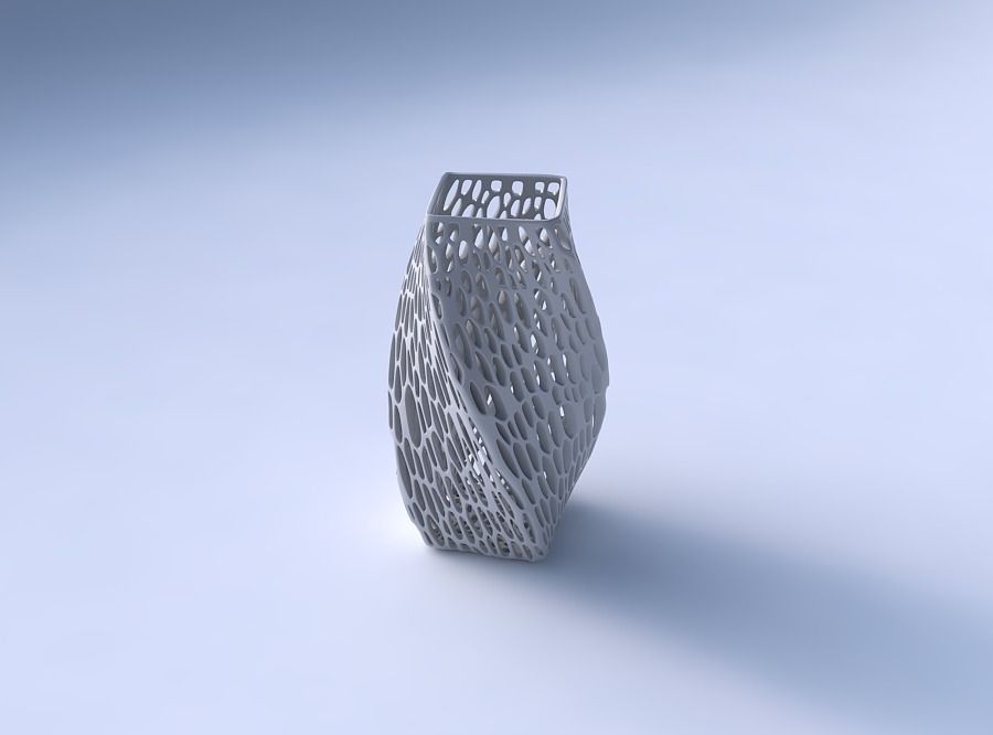 Vase twisted quadratic with organic lattice and twisted thick... 3D print model_3
