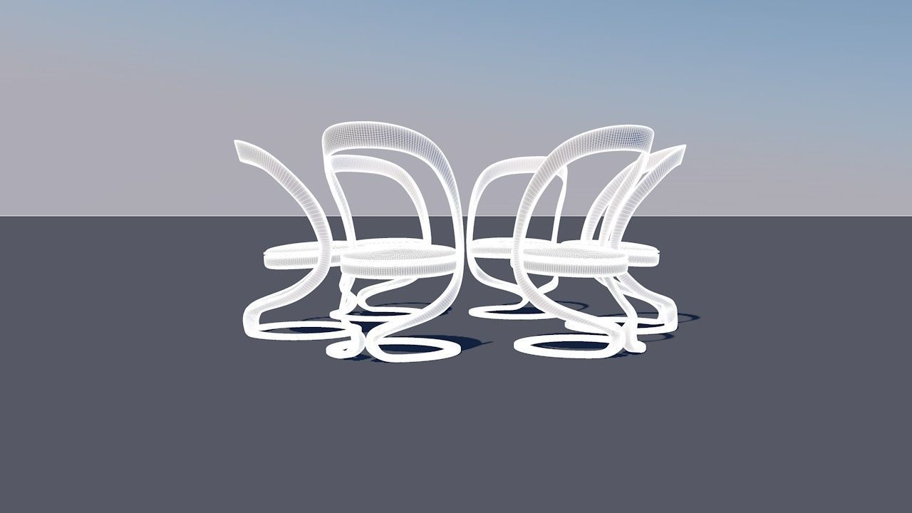 Round Table Dining Set 3D model_58