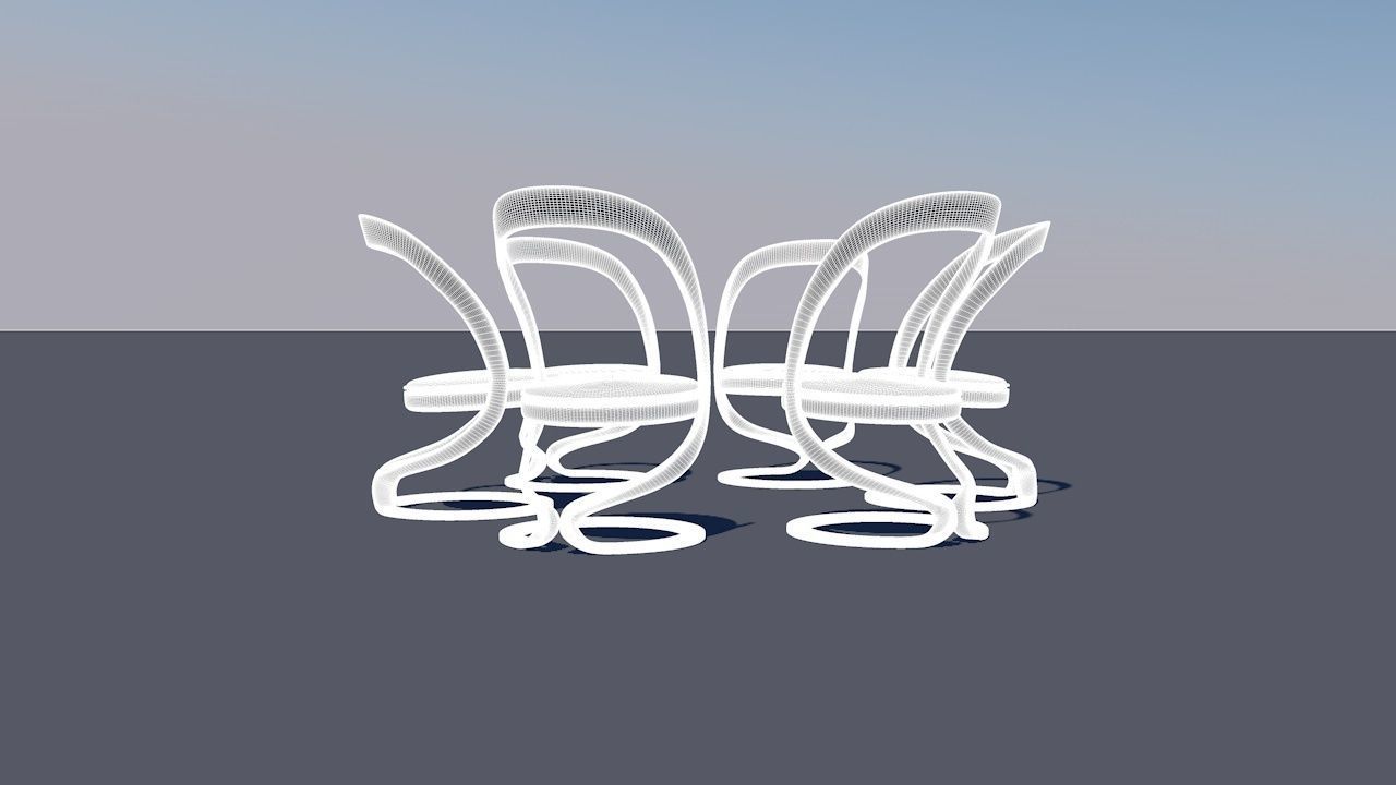 Round Table Dining Set 3D model_89