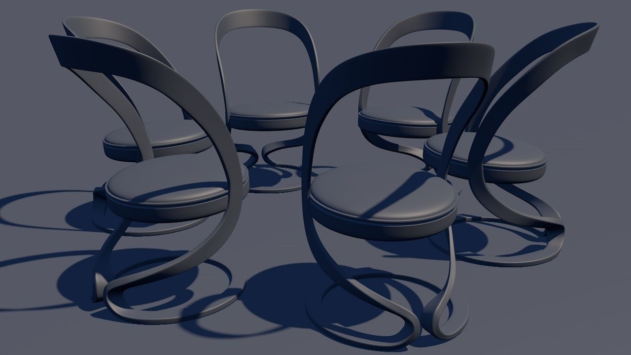 Round Table Dining Set 3D model_117