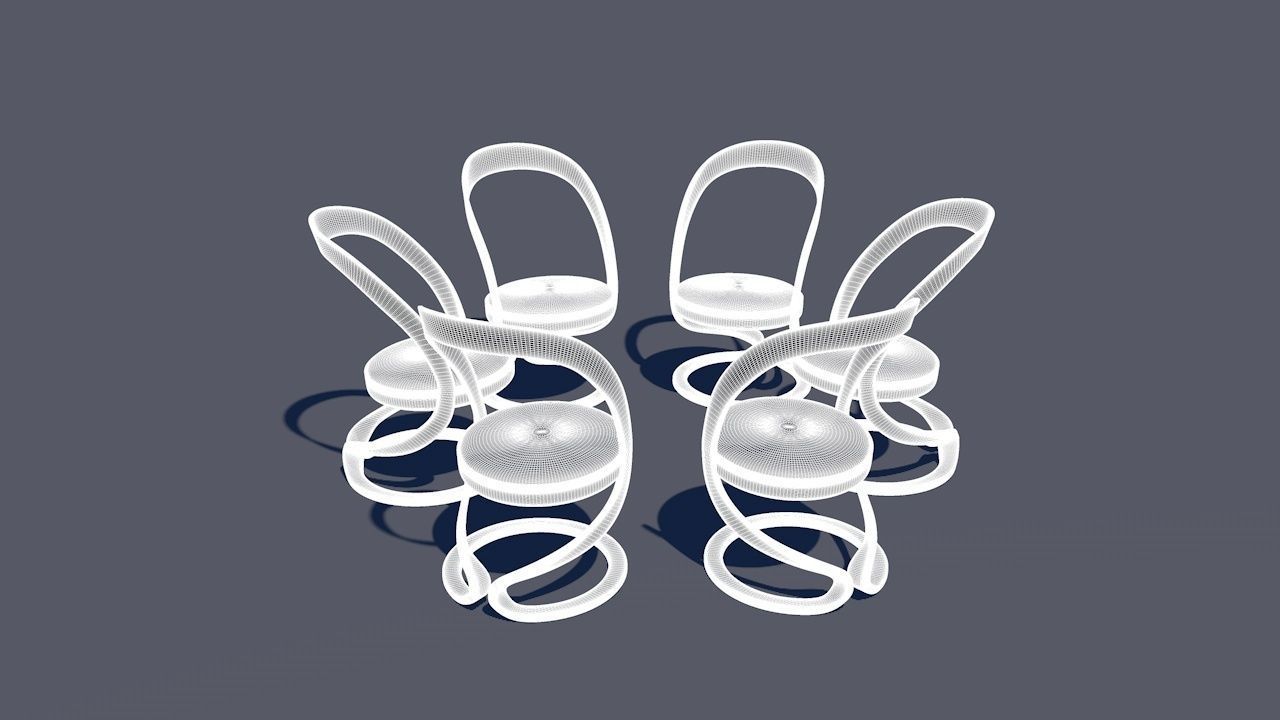 Round Table Dining Set 3D model_88