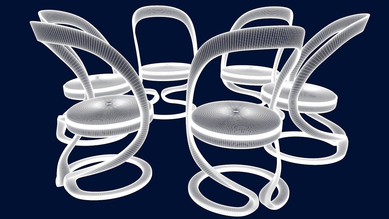 Round Table Dining Set 3D model_54