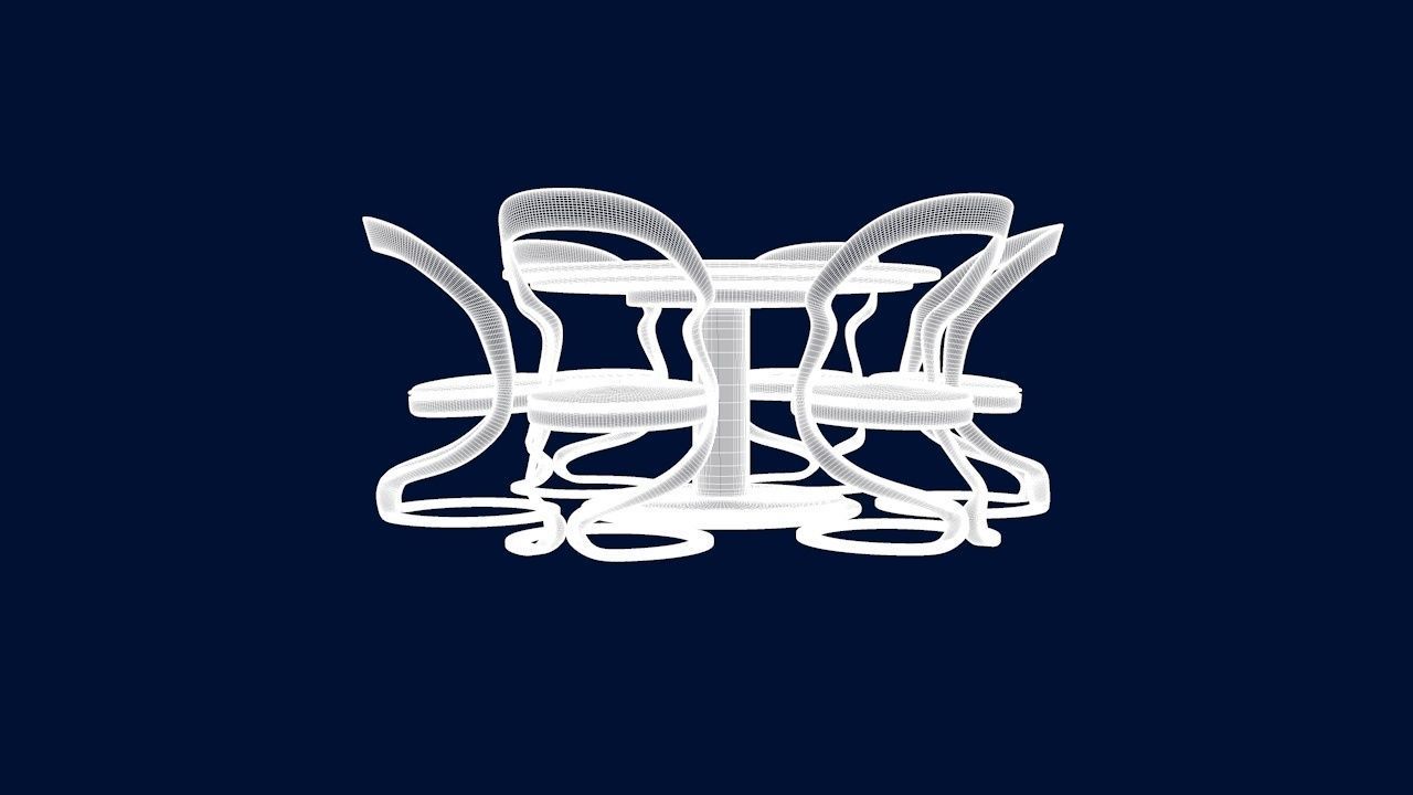 Round Table Dining Set 3D model_90