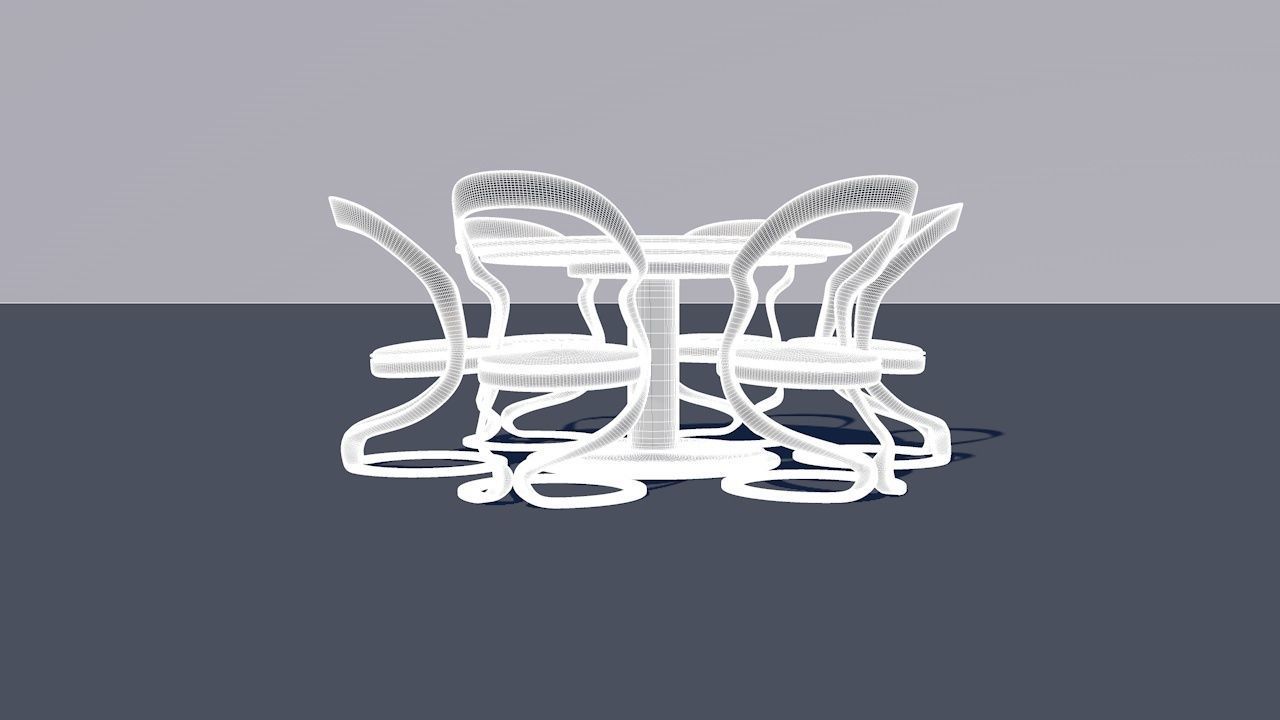 Round Table Dining Set 3D model_61