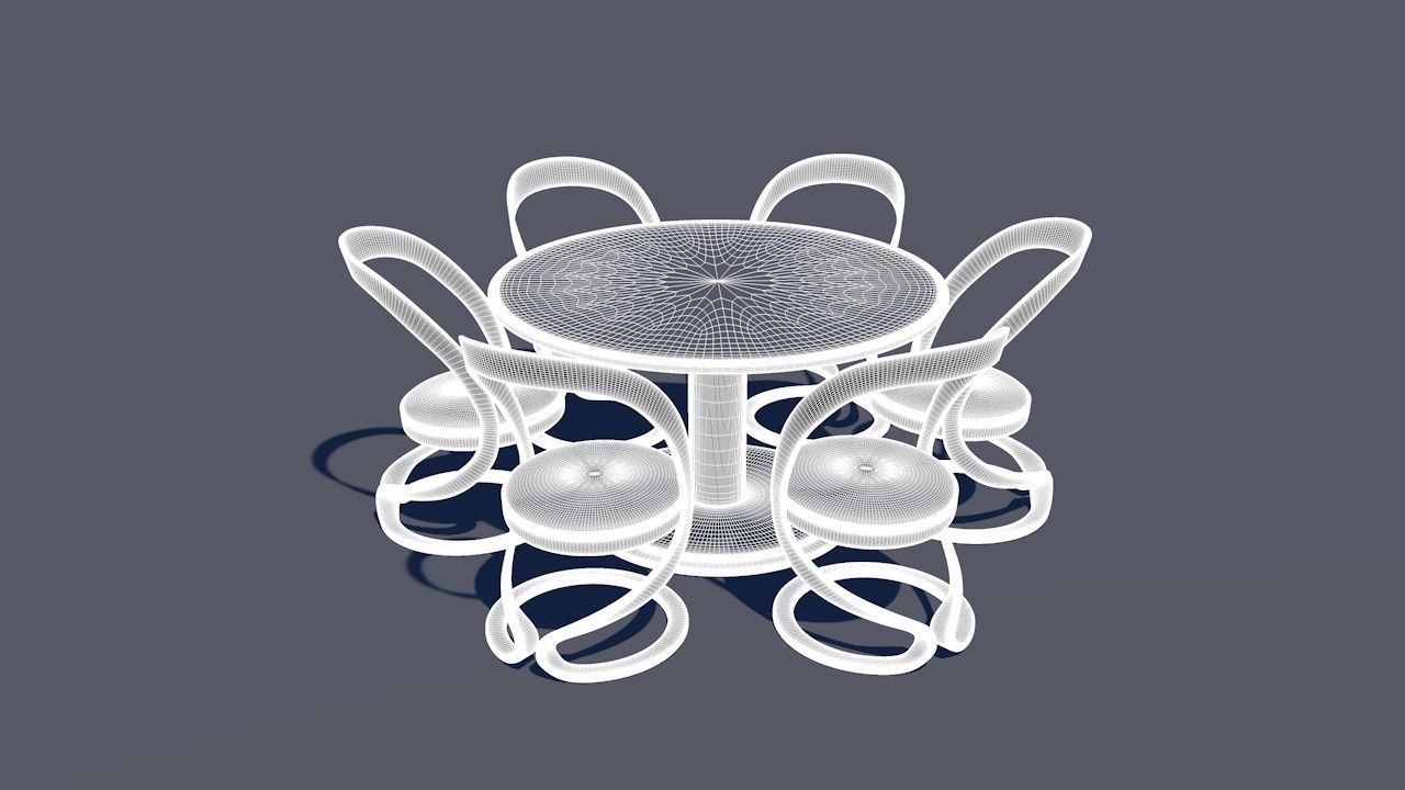 Round Table Dining Set 3D model_68