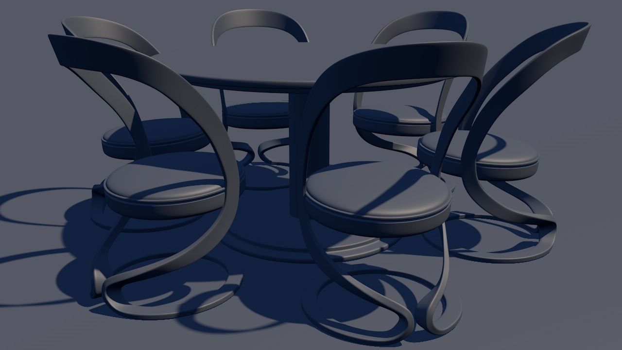 Round Table Dining Set 3D model_108