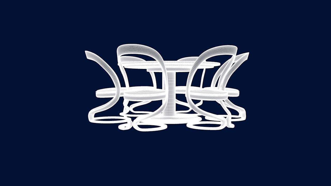 Round Table Dining Set 3D model_41