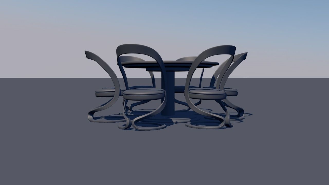 Round Table Dining Set 3D model_105