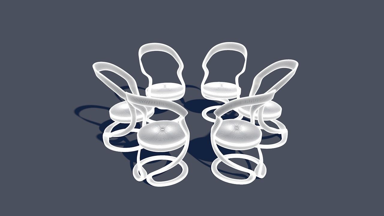 Round Table Dining Set 3D model_75