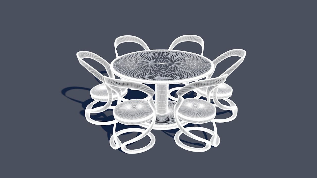 Round Table Dining Set 3D model_59
