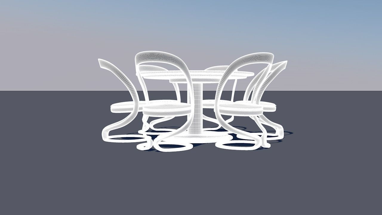 Round Table Dining Set 3D model_73