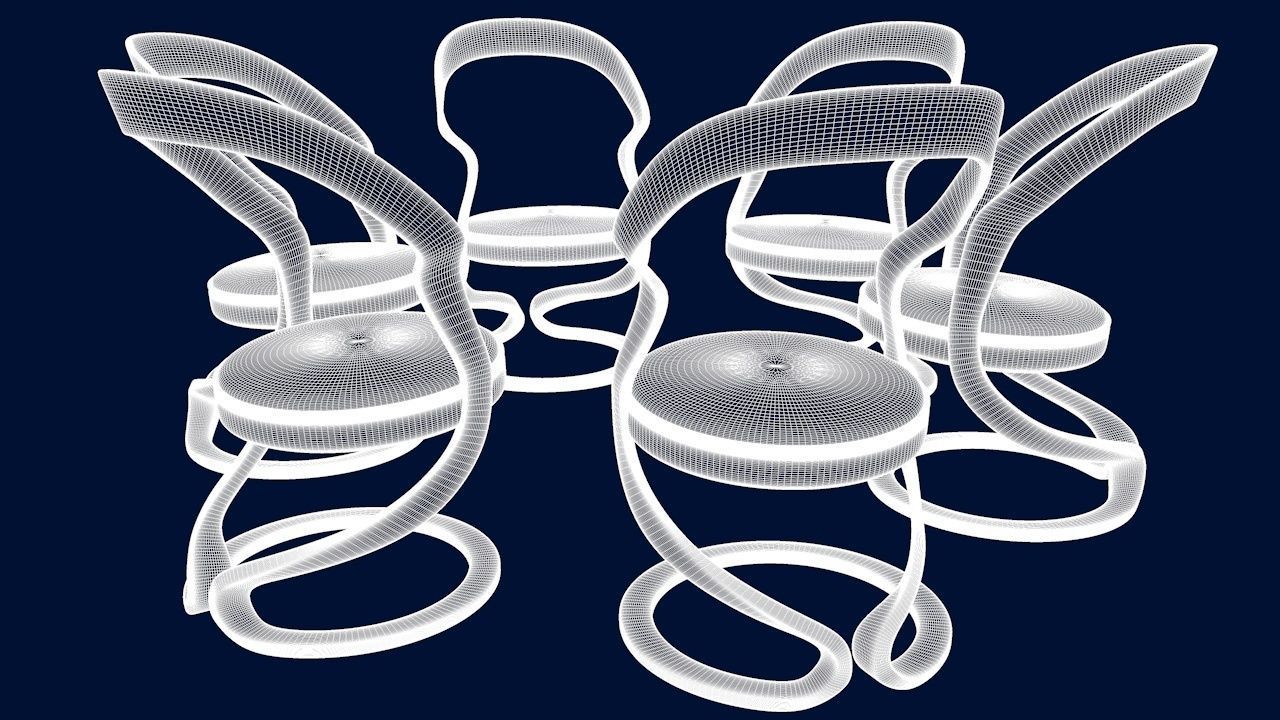 Round Table Dining Set 3D model_109